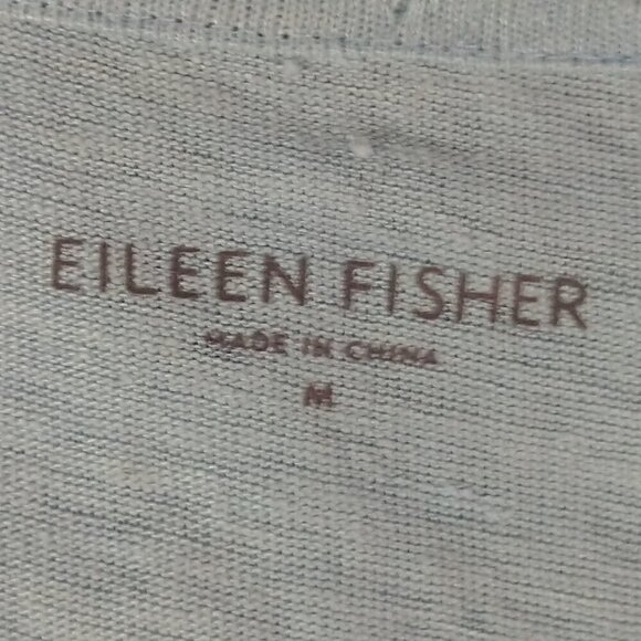 Eileen Fisher Size Medium Blue 100% Linen V Neck 3/4 Length Sleeve New NWOT - Picture 4 of 4
